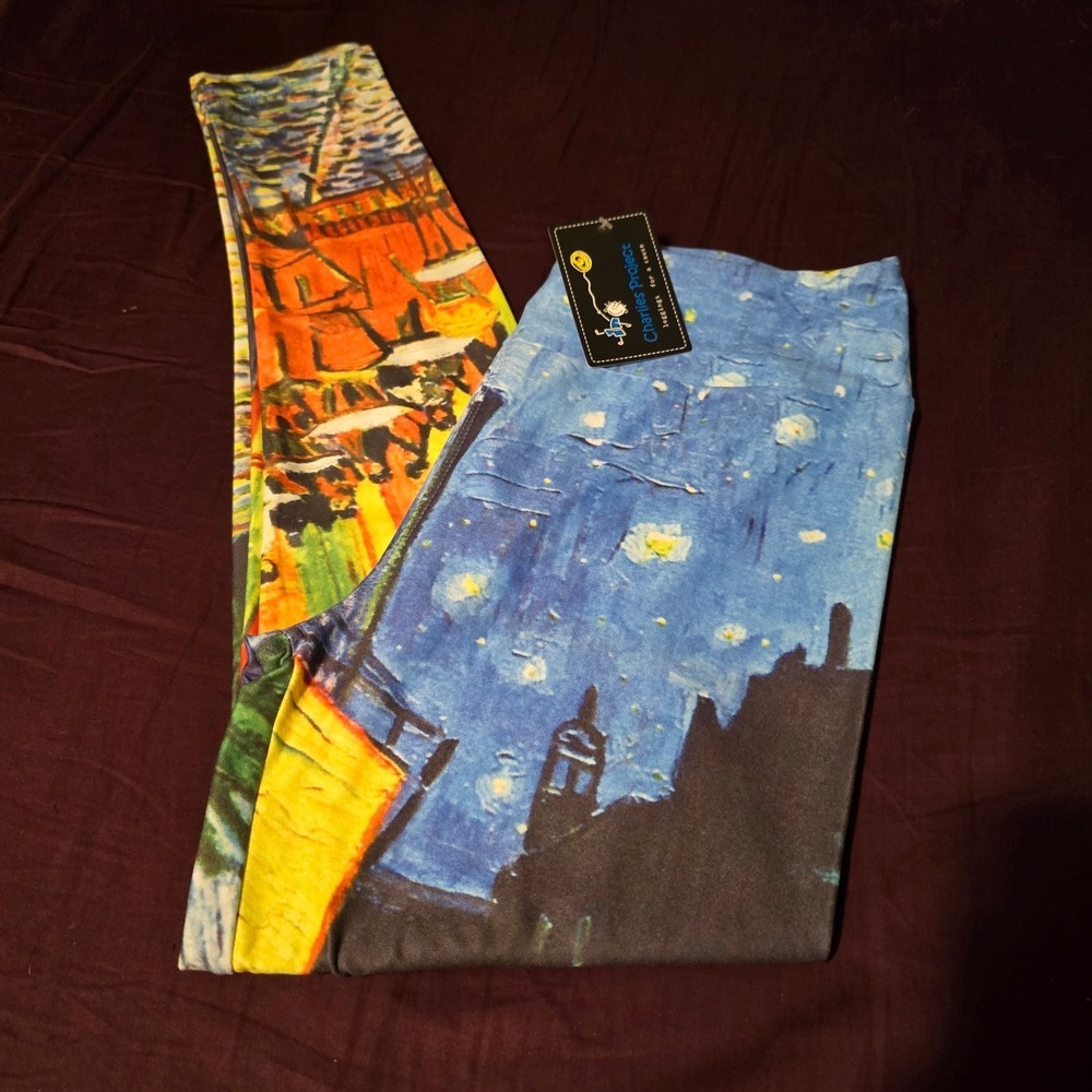 Charlies Project Leggings One Size Women Blue Orange Starrry Night Van